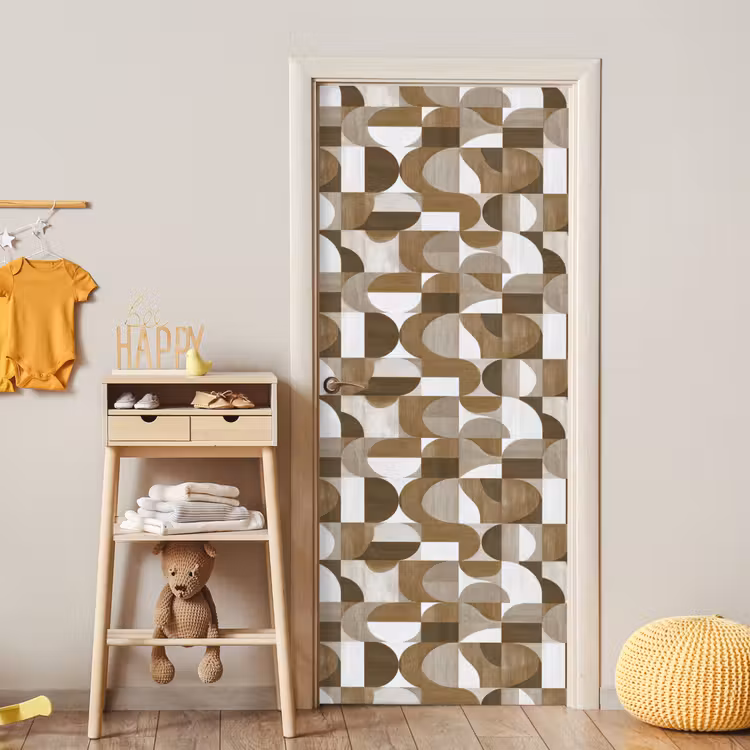 Abstract - Retro - Bruin deurposter klein 289 -sfeer4