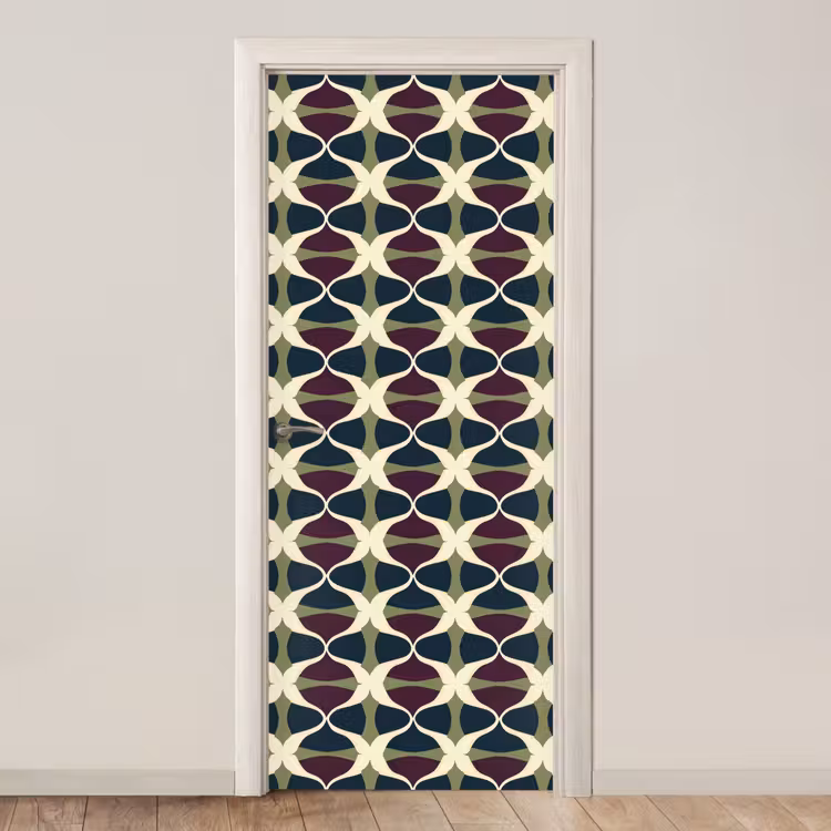 Abstract - Retro - Kleurrijk deurposter klein 289 -3d_beige