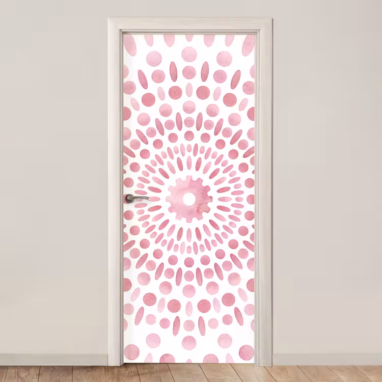 Abstract - Vormen - Patroon - Aquarel - Roze deurposter klein -3d_beige