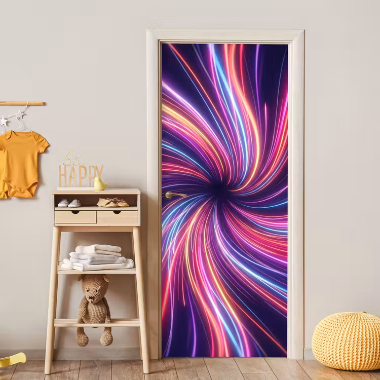 Abstract - Swirl - Futuristic - Neon deurposter klein -sfeer4