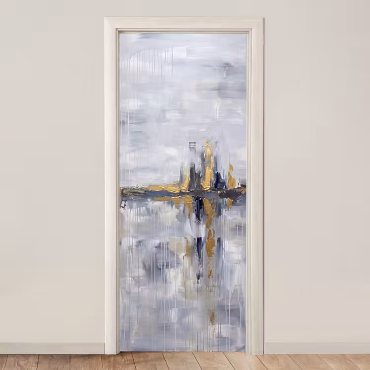 Abstract - Structuur - Goud - Grijs - Modern deurposter klein -3d_beige