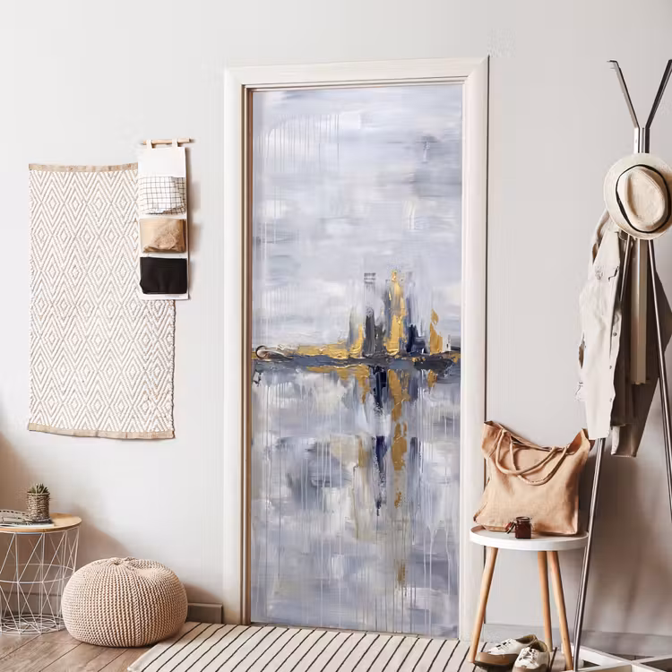 Abstract - Structuur - Goud - Grijs - Modern deurposter klein -sfeer6
