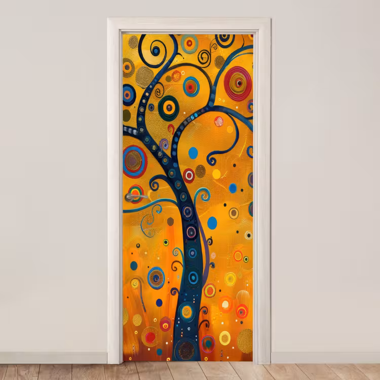 Abstract - Boom - Levensboom - Modern deurposter klein -3d_beige