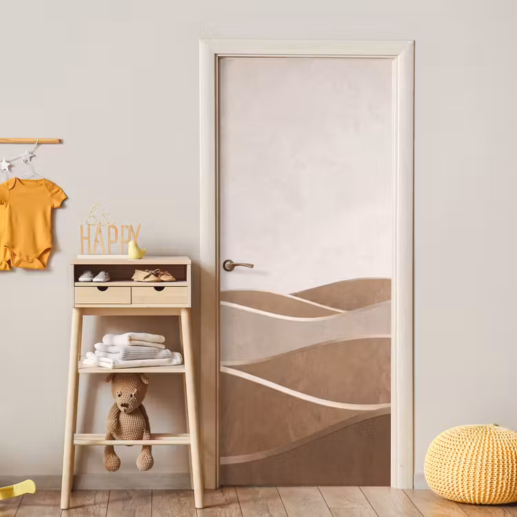 Abstract - Golven - Modern - Beige deurposter klein -sfeer4