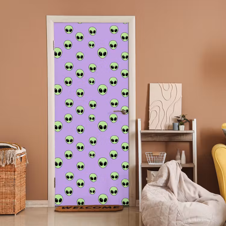 Alien - Retro - Lila deurposter klein 289 -sfeer1