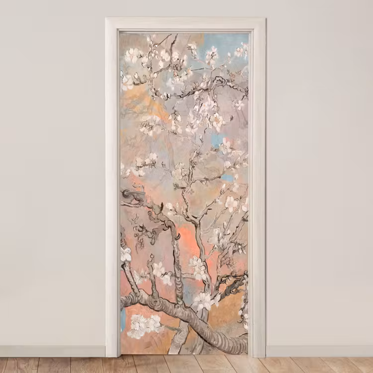 Amandelbloesem - Kunst - Van Gogh - Pastel deurposter klein -3d_beige
