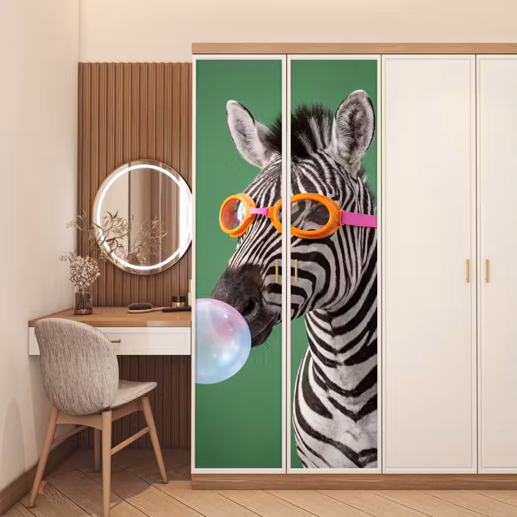 Dier - Bril - Bel - Modern - Groen deurposter klein -sfeer3