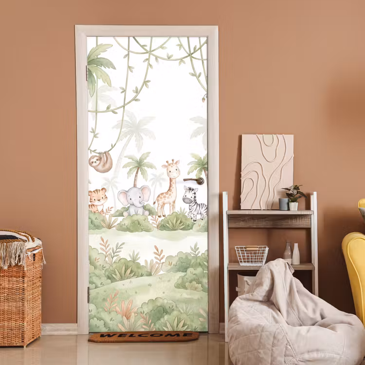 Dieren - Jungle - Pastel deurposter klein -sfeer1