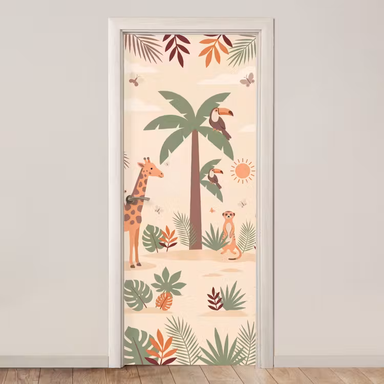 Dieren - Tropisch - Safari - Kleurrijk deurposter klein -3d_beige