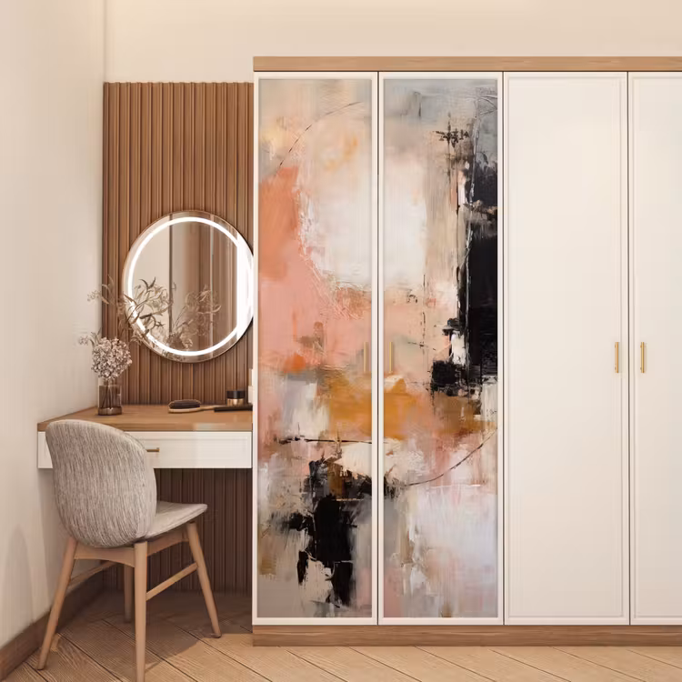 Kunst - Abstract - Beige - Verf deurposter klein -sfeer3