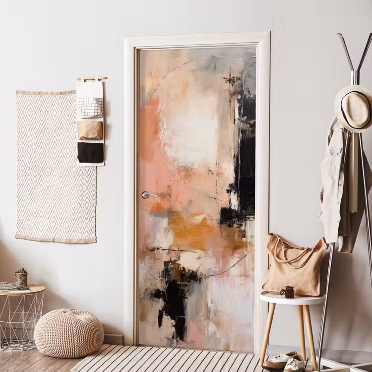 Kunst - Abstract - Beige - Verf deurposter klein -sfeer6