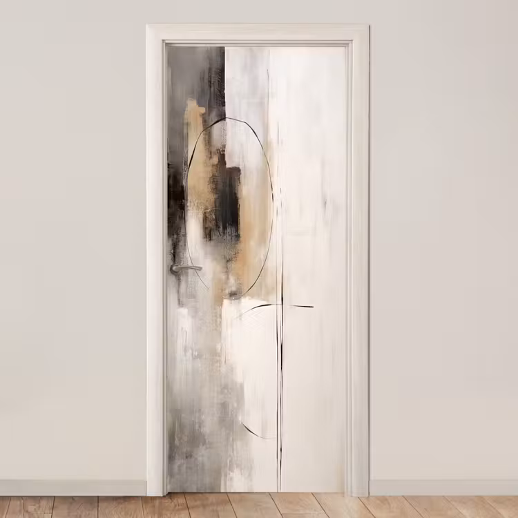 Kunst - Abstract - Grijs - Industrieel deurposter klein -3d_beige