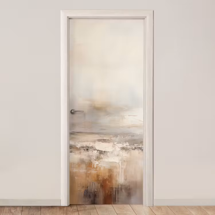Kunst - Industrieel - Grijs - Bruin - Abstract deurposter klein -3d_beige