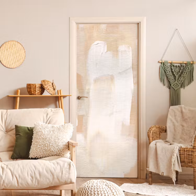 Kunst - Wit - Beige - Modern deurposter klein -sfeer2