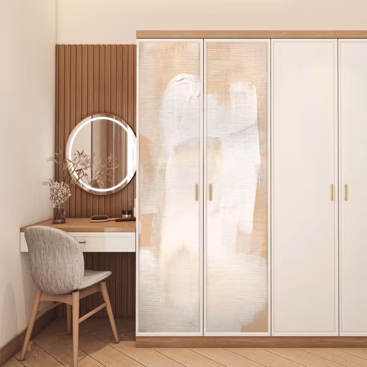 Kunst - Wit - Beige - Modern deurposter klein -sfeer3