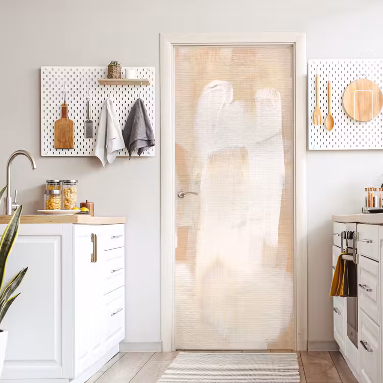 Kunst - Wit - Beige - Modern deurposter klein -sfeer5