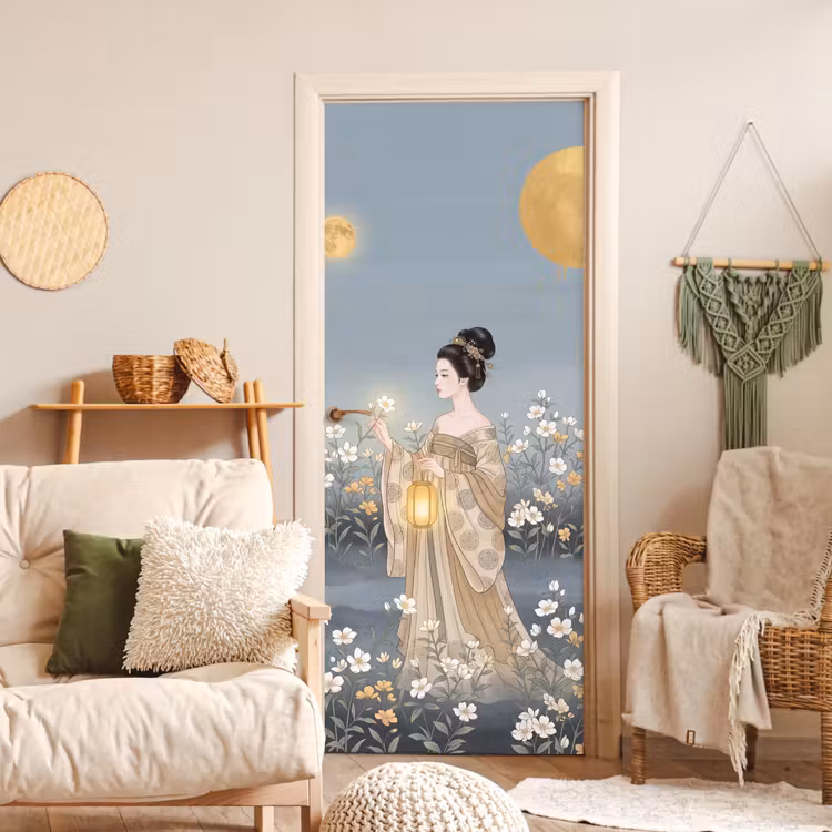 Aziatisch - Vrouw - Kimono deurposter klein -sfeer2