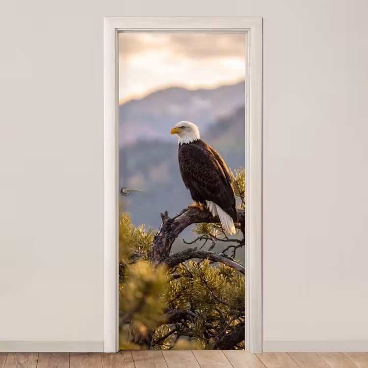 Zeearend - Boom - Bergen - Groen deurposter klein -3d_beige
