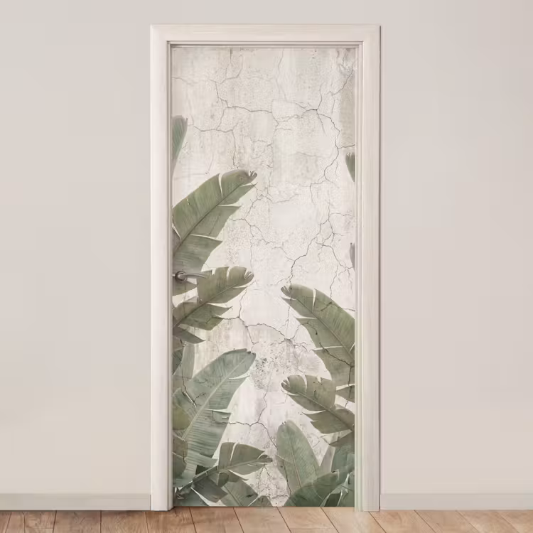Bananenbladeren - Beton - Groen deurposter klein -3d_beige