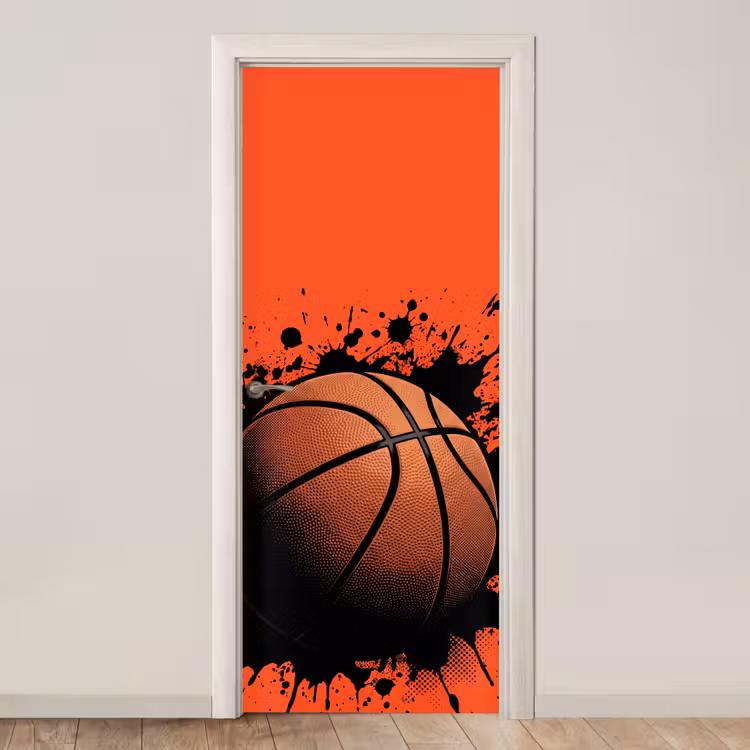 Basketbal - Verf - Sport - Oranje deurposter klein -3d_beige