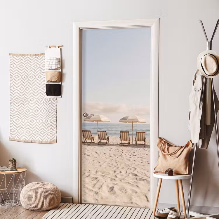 Strand - Stoelen - Parasol deurposter klein -sfeer6