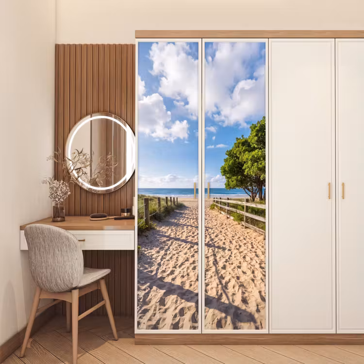 Strand - Zandpad - Oceaan - Natuur deurposter klein -sfeer3