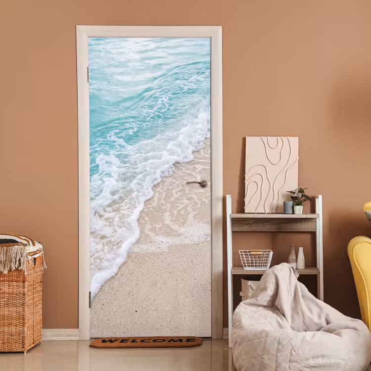 Strand - Zee - Golf - Natuur - Blauw deurposter klein -sfeer1
