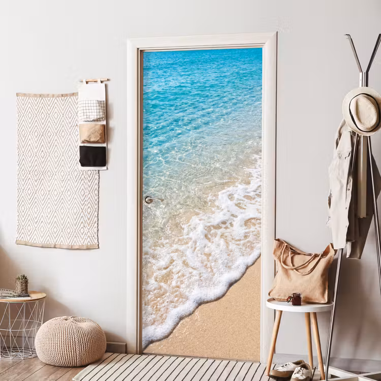 Strand - Water - Natuur - Blauw - Beige deurposter klein -sfeer6