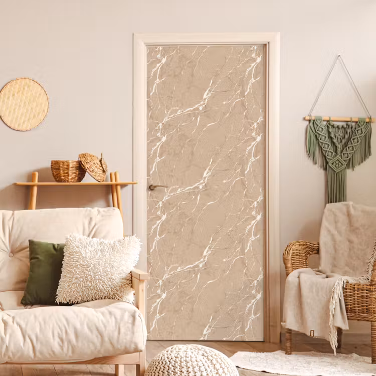 Beige - Marmer - Organisch - Wit deurposter klein 289 -sfeer2