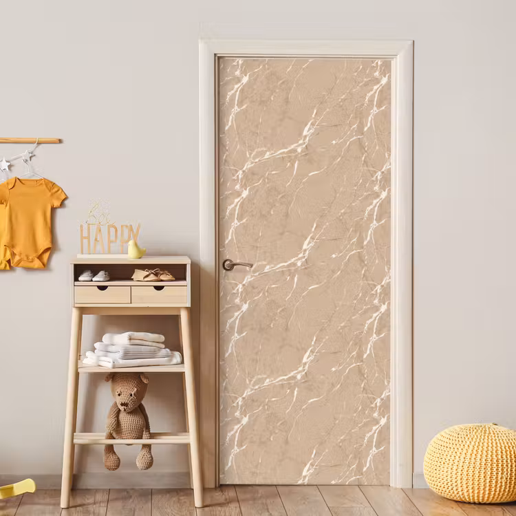 Beige - Marmer - Organisch - Wit deurposter klein 289 -sfeer4