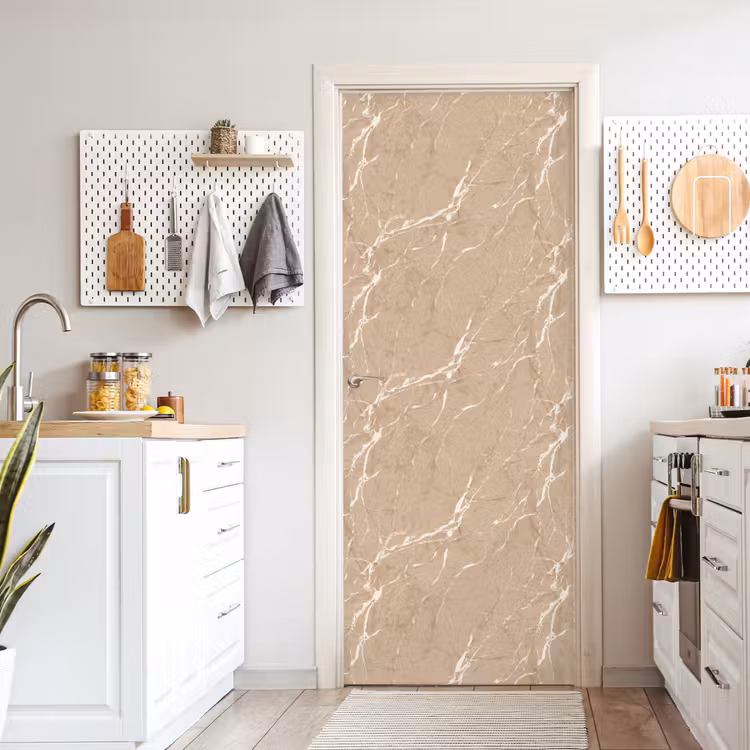 Beige - Marmer - Organisch - Wit deurposter klein 289 -sfeer5