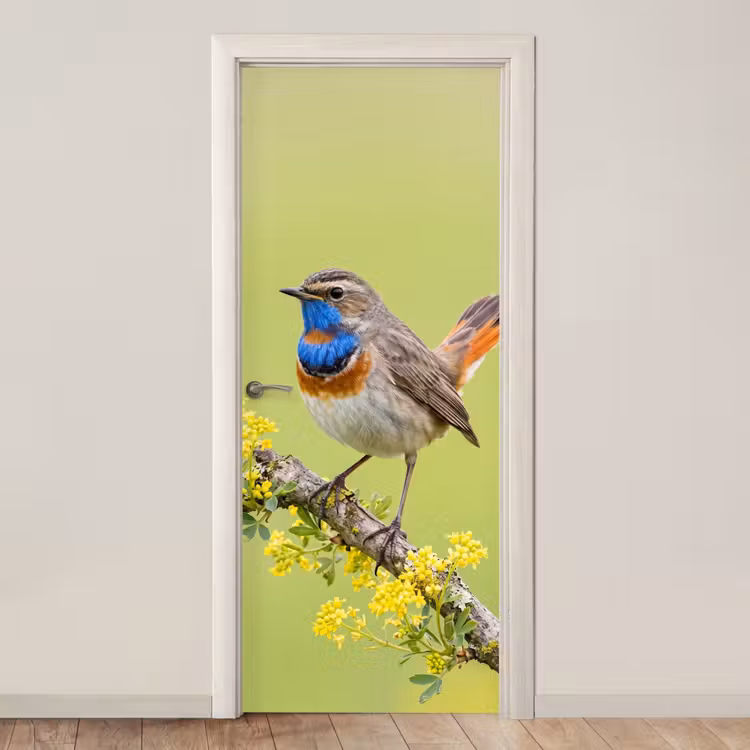 Vogel - Tak - Natuur - Kleurrijk deurposter klein -3d_beige