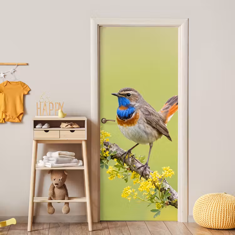 Vogel - Tak - Natuur - Kleurrijk deurposter klein -sfeer4