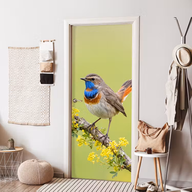 Vogel - Tak - Natuur - Kleurrijk deurposter klein -sfeer6