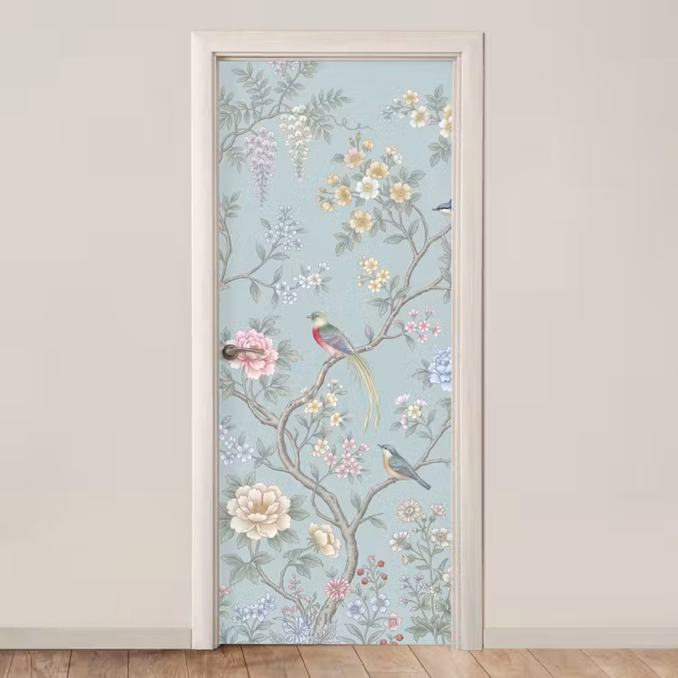 Vogel - Bloemen - Kleurrijk deurposter klein -3d_beige