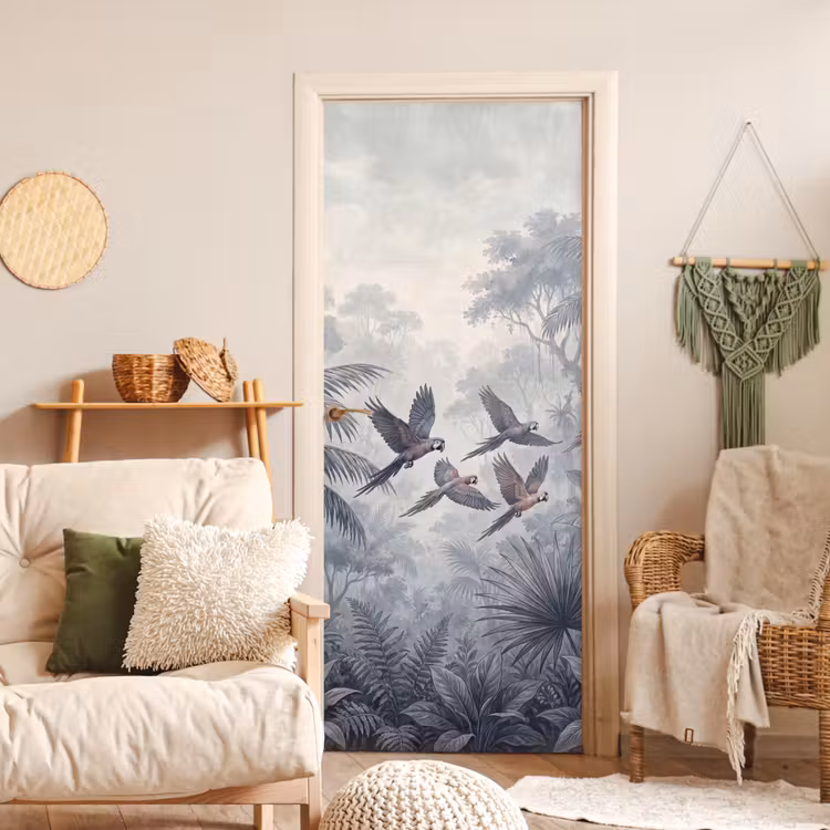 Vogel - Vliegend - Jungle - Vintage - Dieren deurposter klein -sfeer2