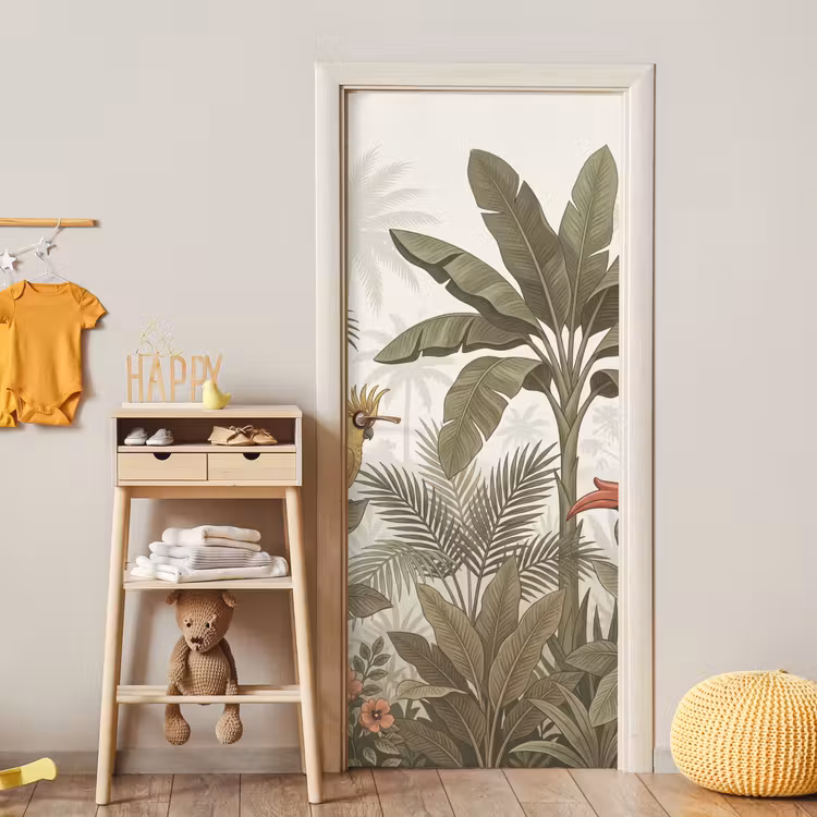 Vogel - Jungle - Tropisch - Illustratie - Groen deurposter klein -sfeer4