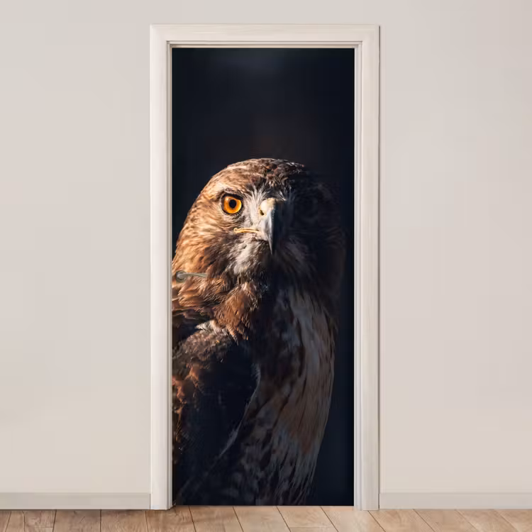 Roofvogel - Buizerd - Bruin deurposter klein -3d_beige