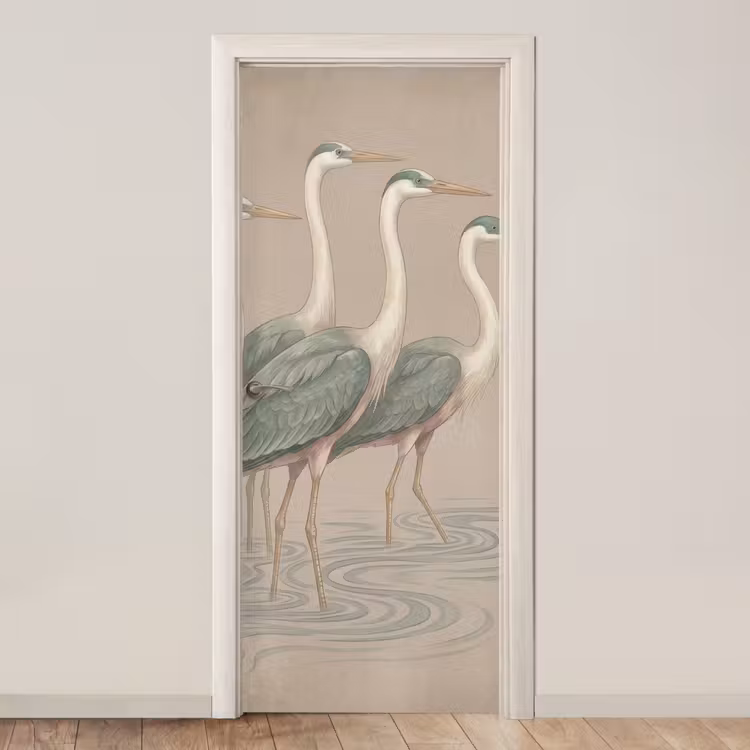 Vogel - Water - Natuur - Vintage deurposter klein -3d_beige