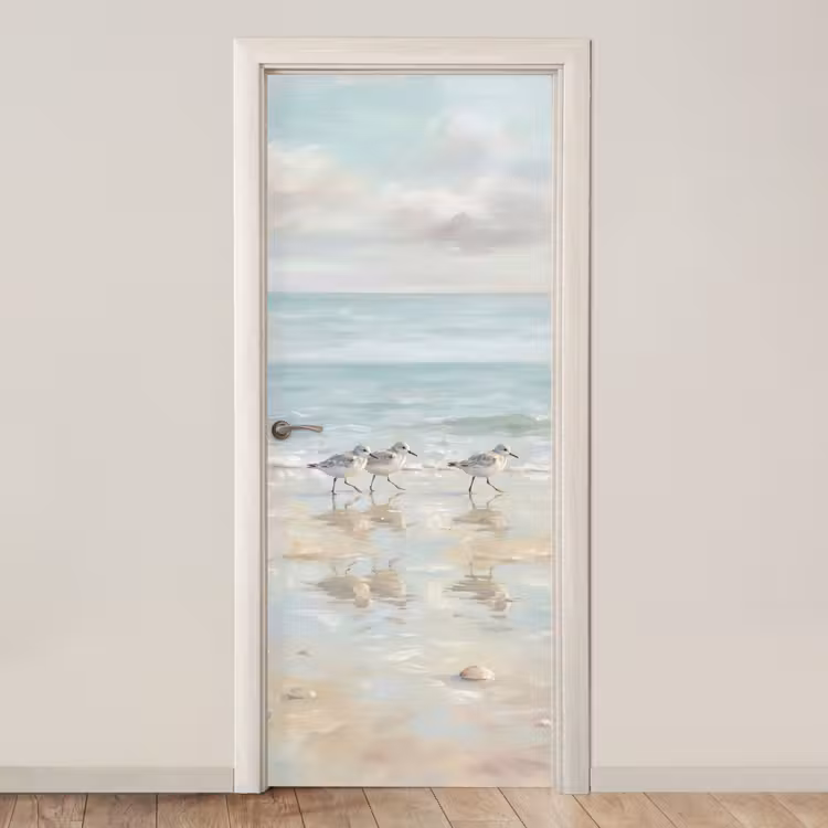 Vogels - Strand - Zee deurposter klein -3d_beige
