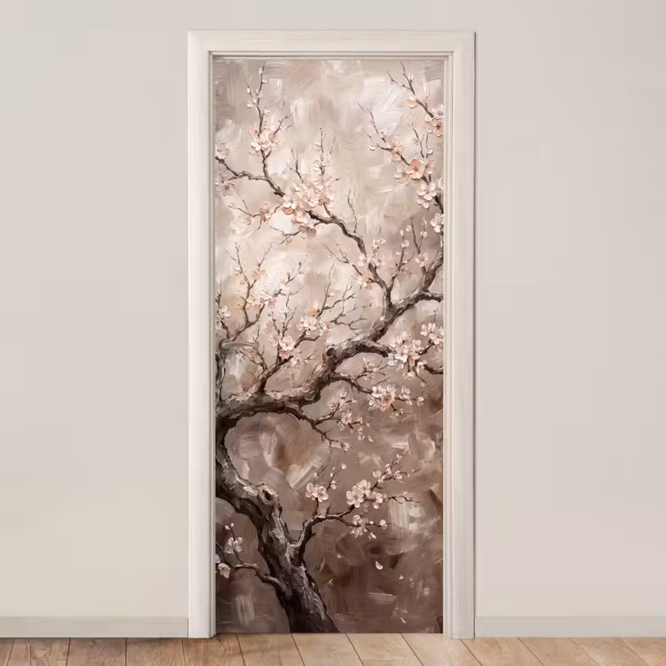 Bloesem - Takken - Schilderij - Beige - Serene deurposter klein -3d_beige