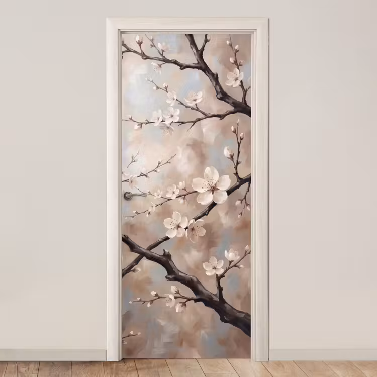 Bloesem - Takken - Schilderij - Beige - Serene deurposter klein -3d_beige