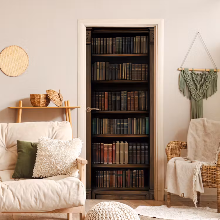 Boekenkast - Vintage - Bruin deurposter klein -sfeer2