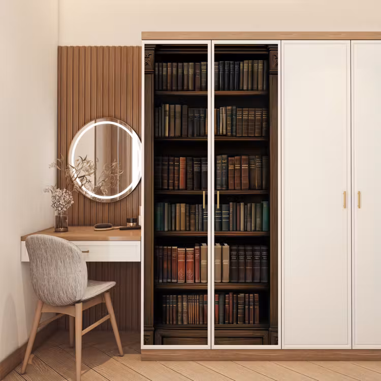 Boekenkast - Vintage - Bruin deurposter klein -sfeer3