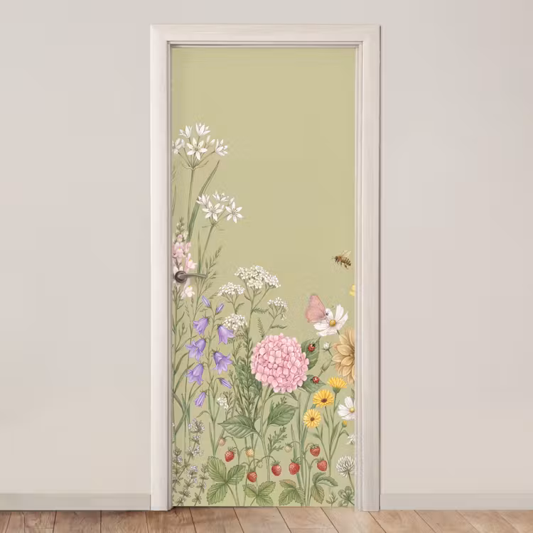 Botanisch - Bloemen - Kleurrijk deurposter klein -3d_beige