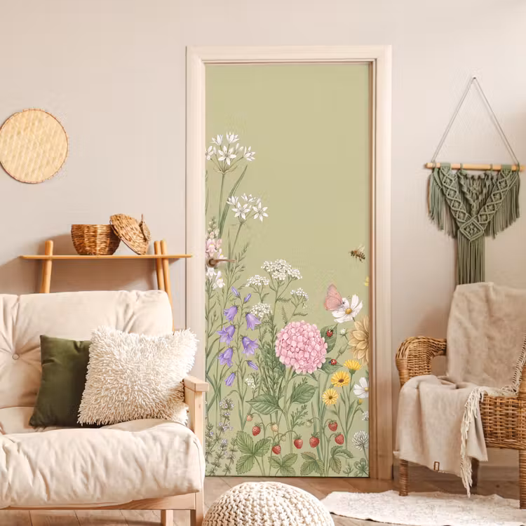 Botanisch - Bloemen - Kleurrijk deurposter klein -sfeer2