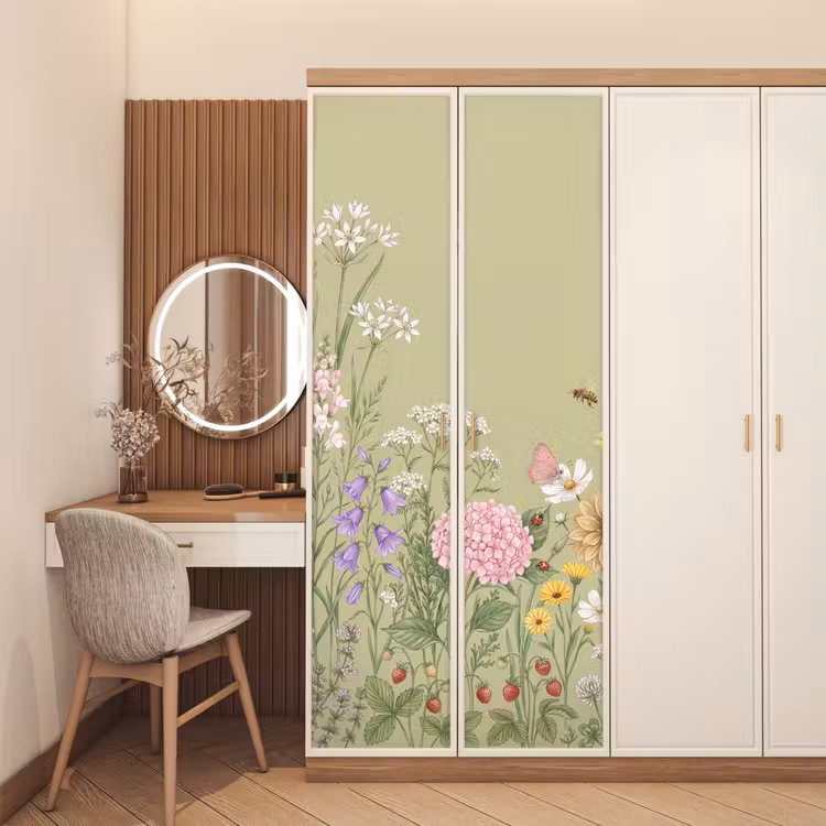 Botanisch - Bloemen - Kleurrijk deurposter klein -sfeer3