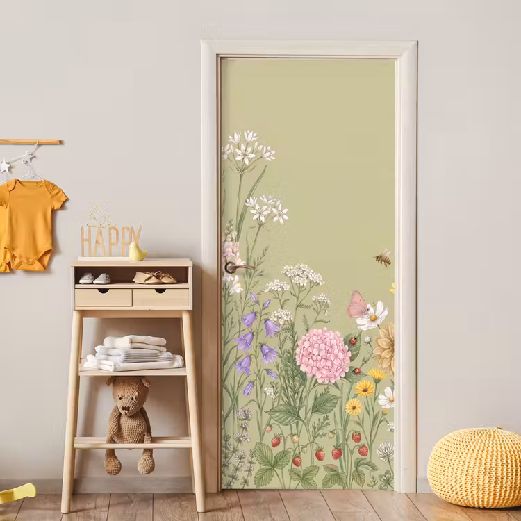 Botanisch - Bloemen - Kleurrijk deurposter klein -sfeer4