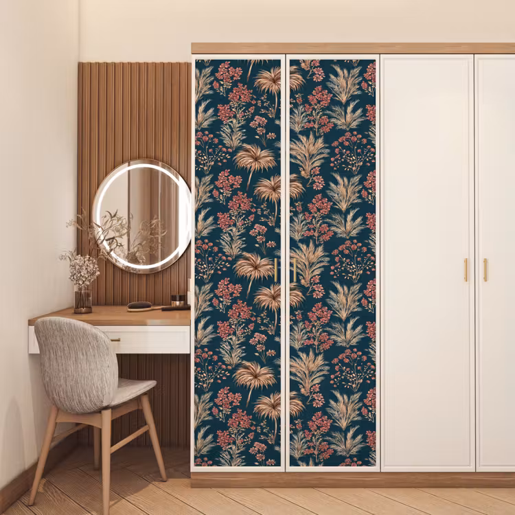 Botanisch - Patroon - Blauw deurposter klein 289 -sfeer3