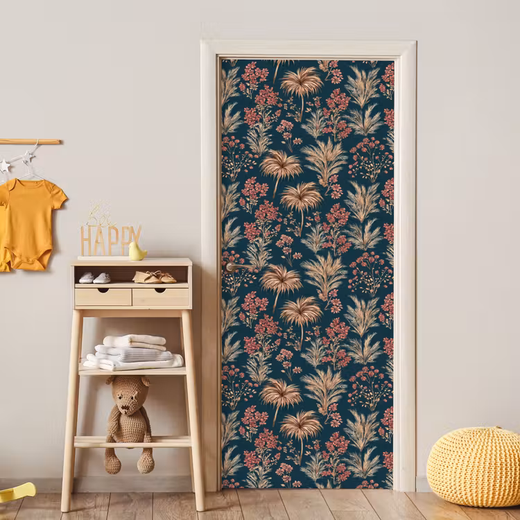 Botanisch - Patroon - Blauw deurposter klein 289 -sfeer4